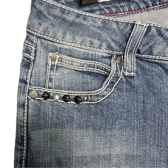 Rock 47 Embellished Cross Pocket Wrangler Bootcut Jeans - Picture 5 of 14